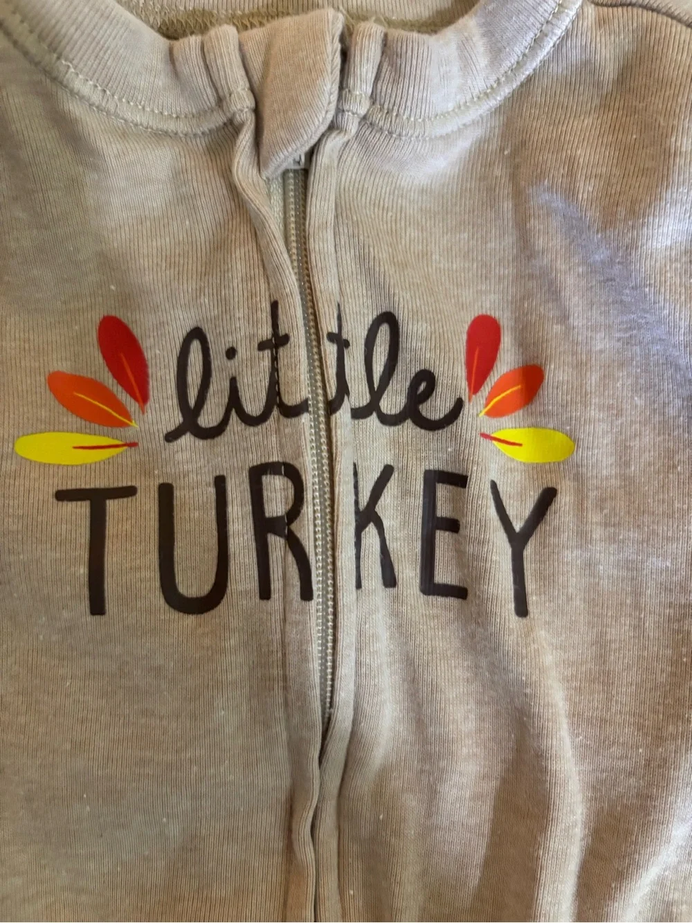 Baby Cream 'Little Turkey' One-Piece Sleep & Play Zippy